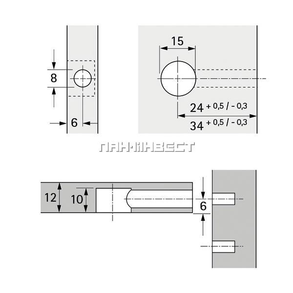 Эксцентриковая мебельная стяжка hettich rastex 15